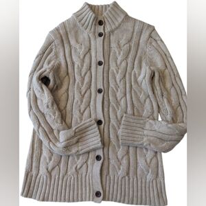 Coldwater Creek Cream Cableknit Cardigan Sweater